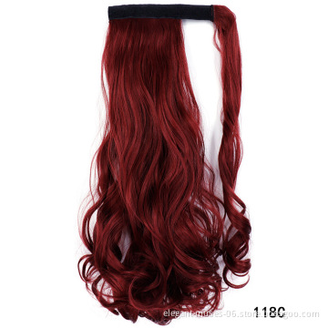 Wholesale Price newest High Temperature Fiber Long Wavy Synthetic clip hairpieces postiche ponytail wigs